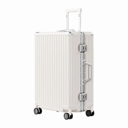 Luggage Aluminium Frame PC ABS Hardshell Suitcase with Spinner Wheels TSA Lock Zipperless Luggage 28 inch Silver
