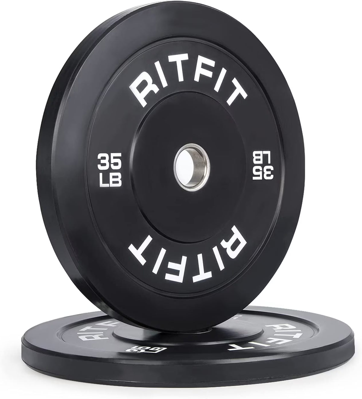 RitFit 45lb Olympic Weight Plate Set of 2, Bumper Plates With Steel Insert, Olympic Barbell Weight Plates for Gym and Home, Single, Pair