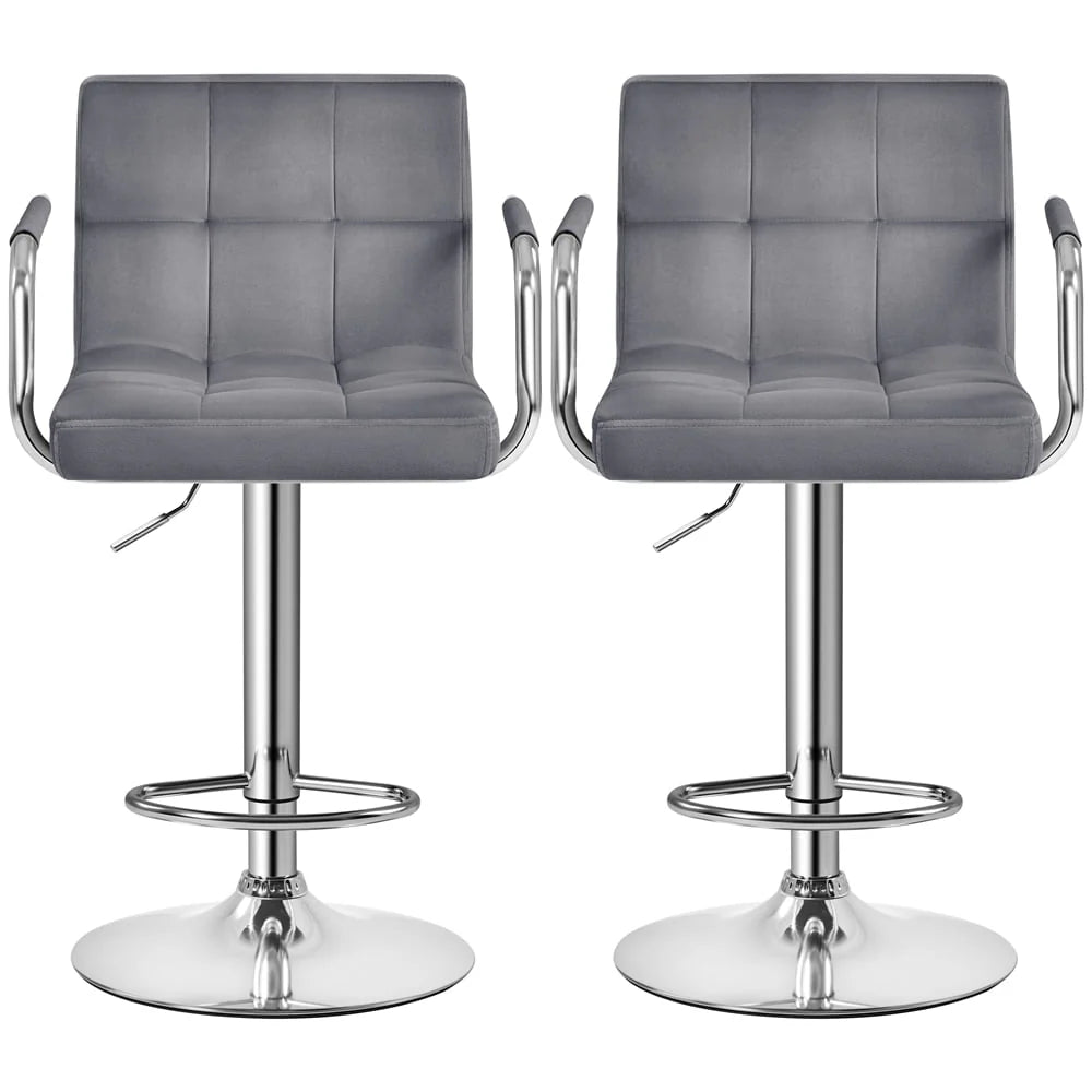Yaheetech 2pcs PU Leather Adjustable Bar Stools for Dining Room, Black