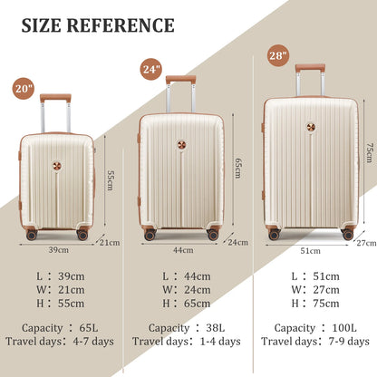 Joyway 5 Piece Luggage Sets Hardshell Lightweight Suitcase with TSA Lock Spinner Wheels-Orange