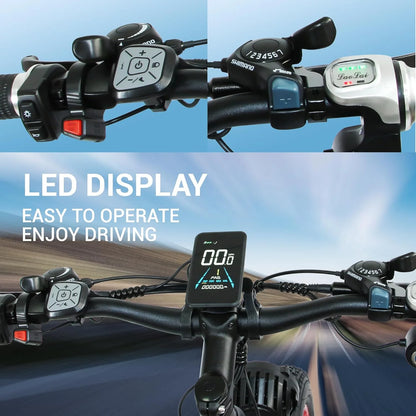 3000W Peak Dual Motor Ebike, 52V 30AH Battery Electric Bike for Adults, 7-Speed 40MPH AWD Ebike Mountain Snow E-Bike with 26" x 4.0 Fat Tire MTB Hydraulic Disc Brake  for Off-Road Snow