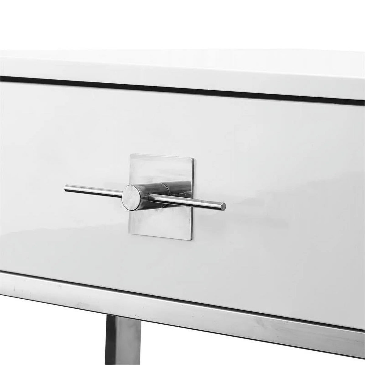 Posh Living Mano 2-Drawers Stainless Steel Base Coffee Table - Light Gray/Chrome
