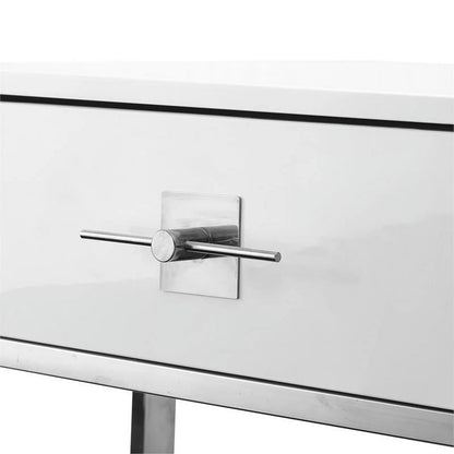 Posh Living Mano 2-Drawers Stainless Steel Base Coffee Table - Light Gray/Chrome