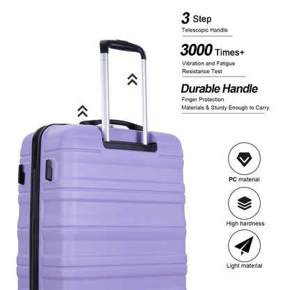 Tripcomp Hardside Luggage Set 3-Piece Set (21/25/29) Lightweight Suitcase 4-Wheeled Suitcase Set(Purple)