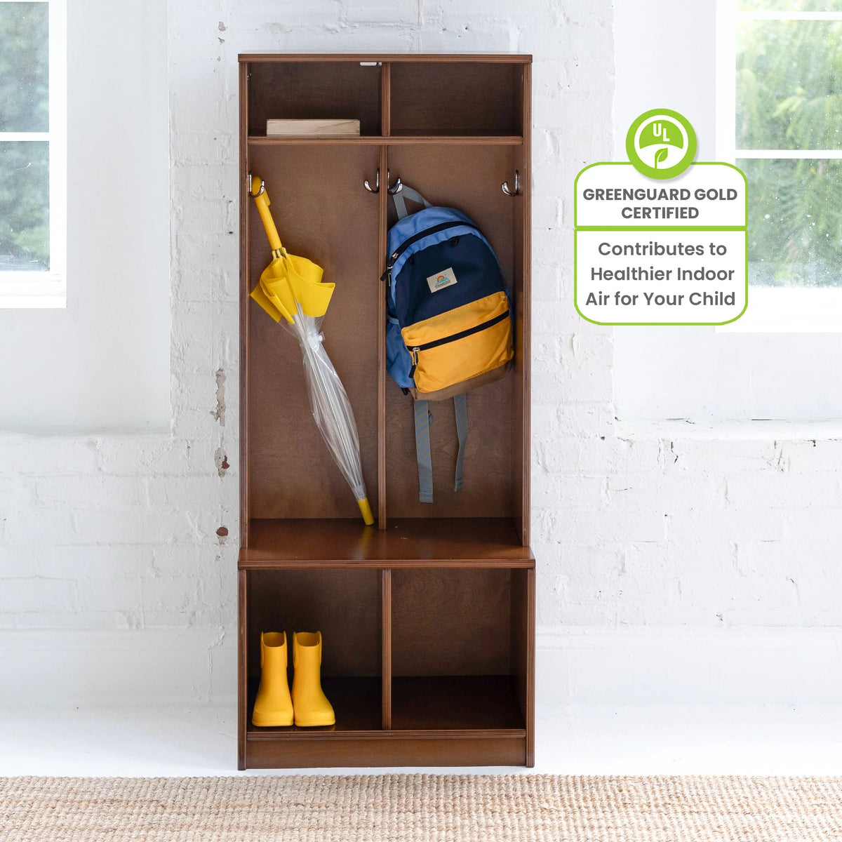 Little Partners Locker Cabinet Cubby Organizer, Learn 'N Store Wooden Classroom Cubbies Compartment Lockers for Storage of Toddlers and Kids Coats, Equipment, Backpacks - Espresso
