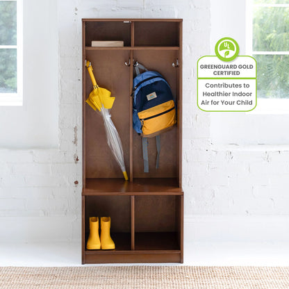 Little Partners Locker Cabinet Cubby Organizer, Learn 'N Store Wooden Classroom Cubbies Compartment Lockers for Storage of Toddlers and Kids Coats, Equipment, Backpacks - Espresso