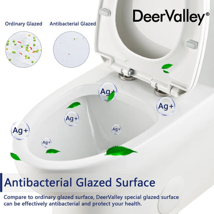 DeerValley Ally 10 in. Rough in Size 1-Piece 0.8/1.28 GPF Dual Flush Elongated Toilet in White, Seat Included