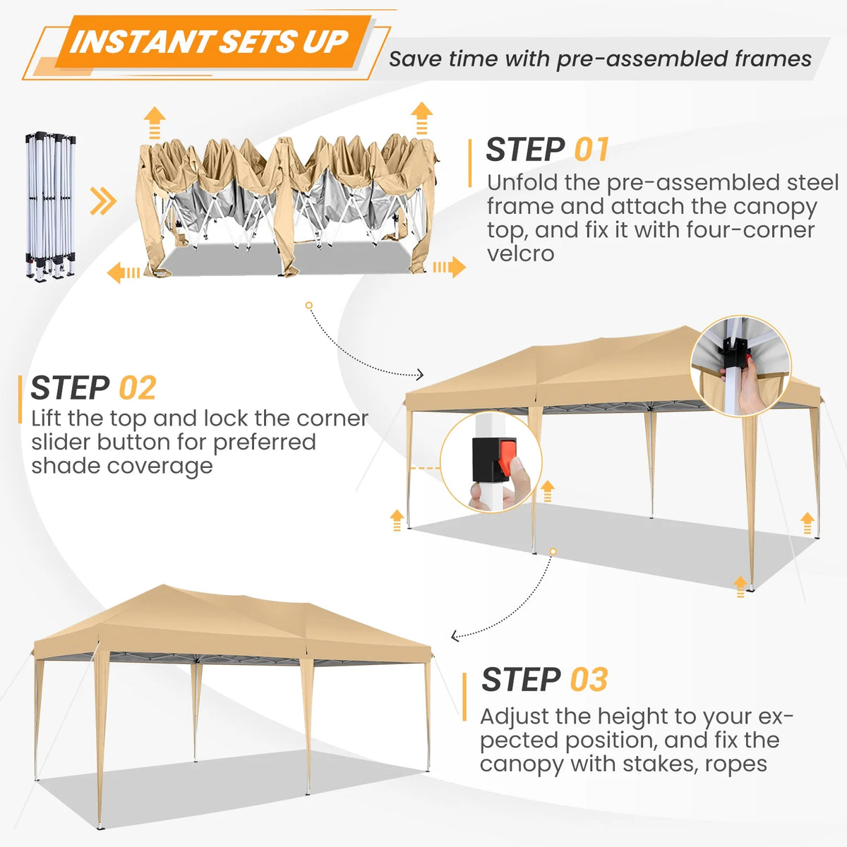 SANOPY 10'x10' EZ Pop Up Canopy Tent Outdoor Party Instant Shelter Portable Folding Beach Canopy with 4 Sandbag & Carrying Bag, Black