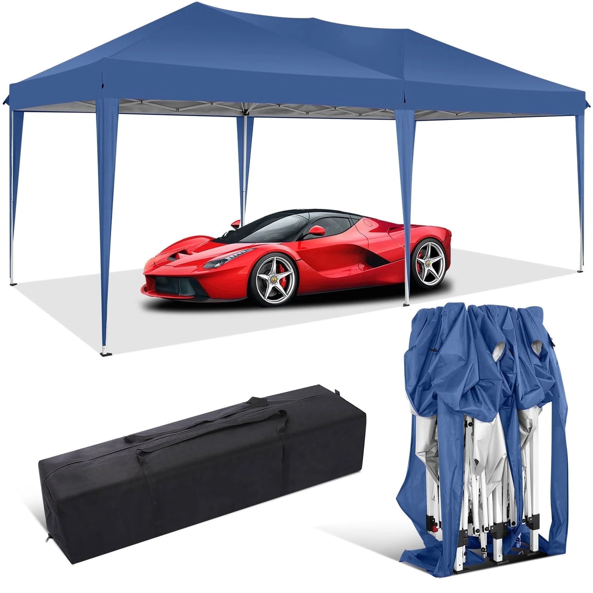 SANOPY 10'x10' EZ Pop Up Canopy Tent Outdoor Party Instant Shelter Portable Folding Beach Canopy with 4 Sandbag & Carrying Bag, Black