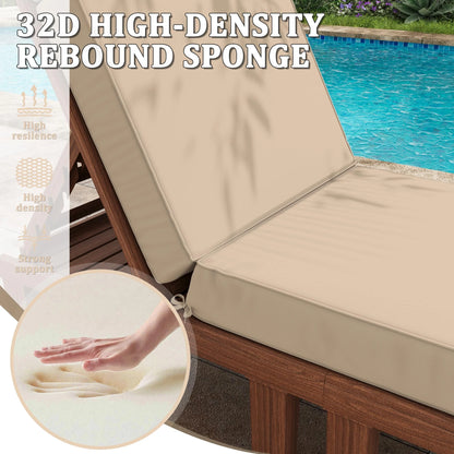 Kimunuk Outdoor Chaise Lounge Cushions set of 2, 80" x 26" x 4" Waterproof Pool Beach Recliner Replacement Cushions with Ties, Navy