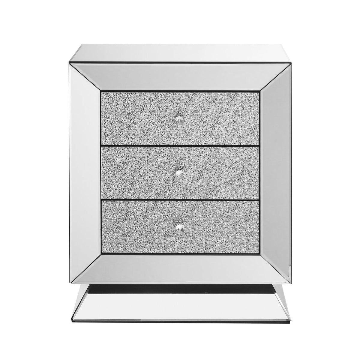 Elegant Mirrored Three-Drawer Cabinet with Diamond-Cut Glass Inlay Drawers, Space-Saving Storage Solution for Living Room, Bedroom, Entryway, Hallway or Sofa Side