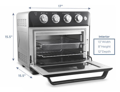 Elite Gourmet Deluxe Air Fryer Oven 25qt, Black - Fast Fry, Bake, Roast, Dehydrate
