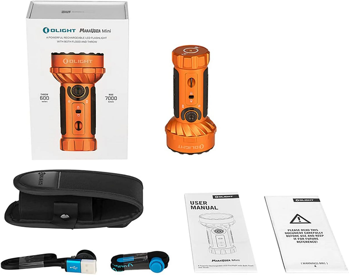 OLIGHT Marauder Mini 7,000 Lumens Bright Flashlight with 600 Meters Beam Distance, Powerful RGB Lights, Magnetic Rechargeable for Outdoors Work, Hunting, and Searching(Black)