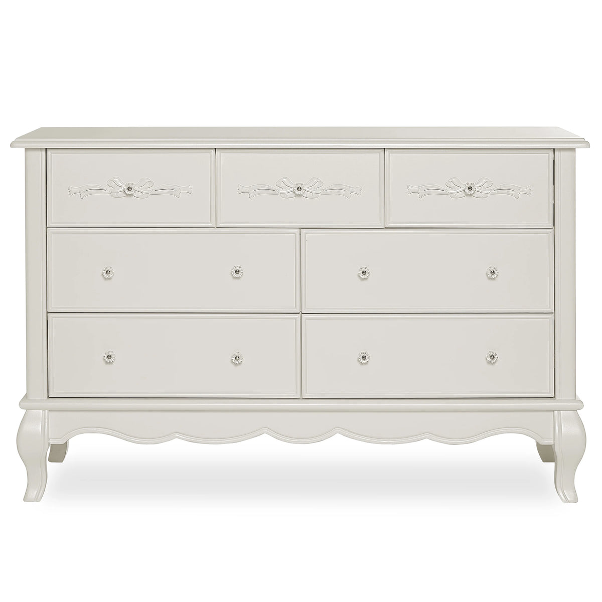 Evolur Aurora 7-Drawer Double Dresser in Ivory Lace, Spacious Drawers