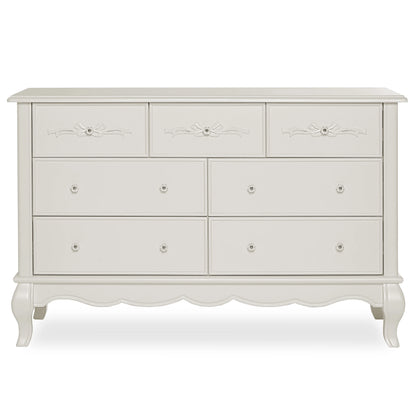 Evolur Aurora 7-Drawer Double Dresser in Ivory Lace, Spacious Drawers