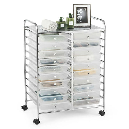 Gymax Office Rolling Cart 20 Storage Drawers Scrapbook Paper Studio Organizer Mutlicolor