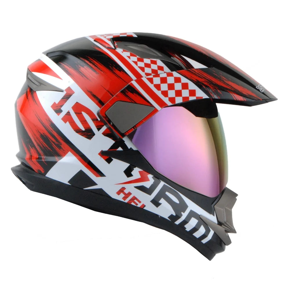 1Storm Dual Sport Helmet Motorcycle HGXP14A Full Face Motocross Off Road Bike + Motorcycle Bluetooth Headset: Matt Black