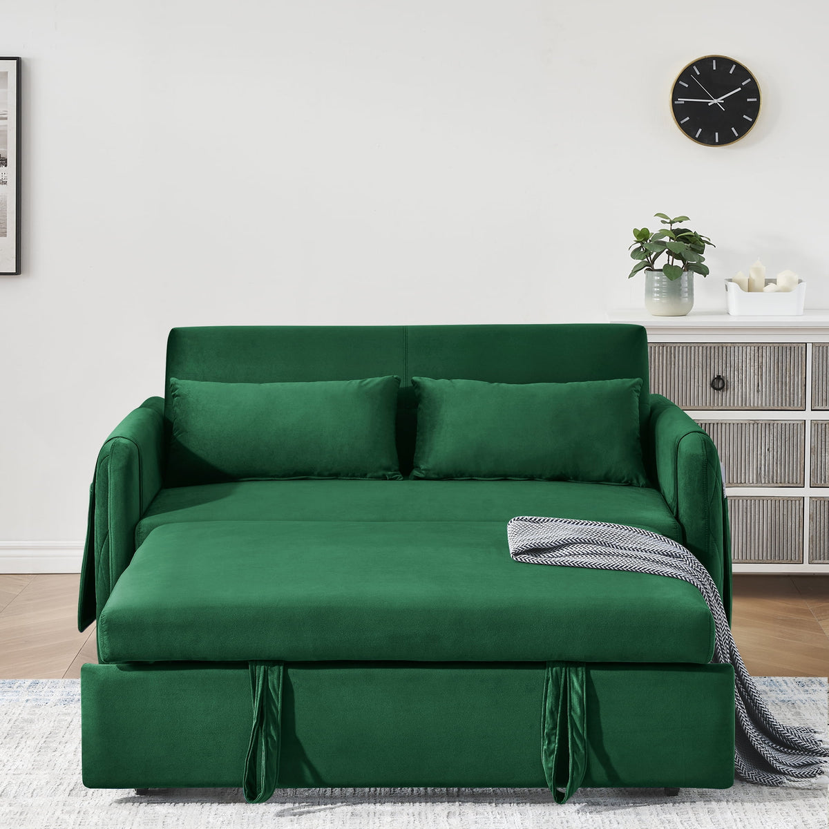 Convertible Sofa Bed,3 in 1 Sleeper Sofa with 2 Pillows and Adjustable Backrest for Living Room Office,Black
