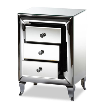 Baxton Studio Pauline Contemporary Glam and Luxe Mirrored 3-Drawer End Table