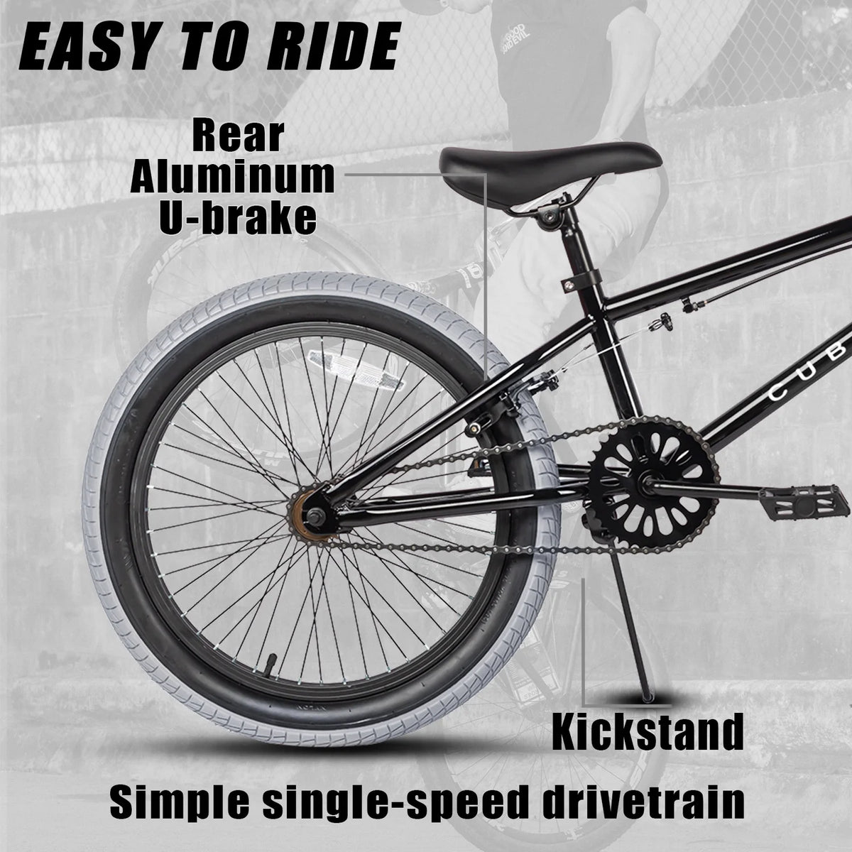 cubsala 20 in Freestyle BMX Kids Bike for Age 6-14 Years Old Boys Girls , Black & Green