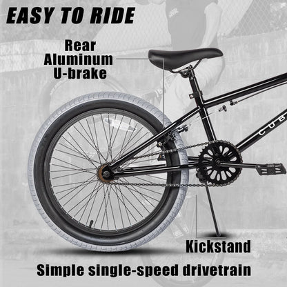 cubsala 20 in Freestyle BMX Kids Bike for Age 6-14 Years Old Boys Girls , Black & Green