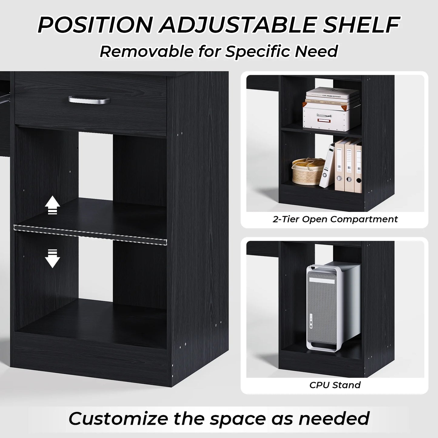 Ktaxon Computer Desk Home Office Workstation Laptop Table Drawer Shelf Furniture White