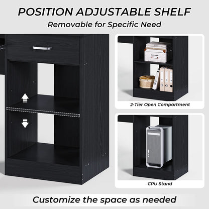 Ktaxon Computer Desk Home Office Workstation Laptop Table Drawer Shelf Furniture White