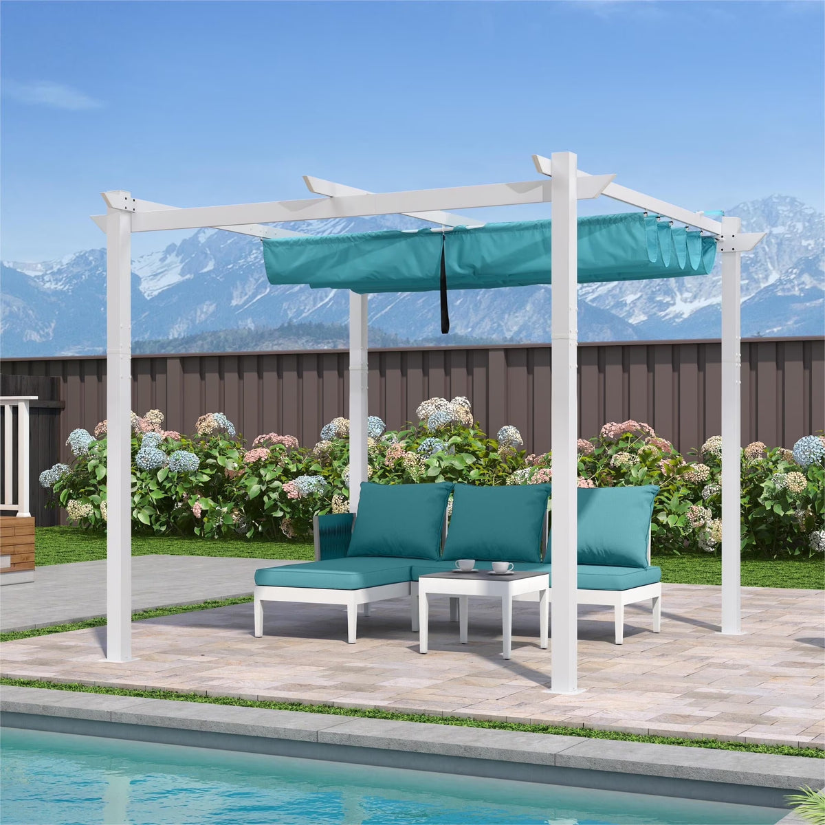 PURPLE LEAF Outdoor Retractable Pergola with Sun Shade Canopy 10' x 13' Patio Aluminum Pergola Shelter for Backyard Deck Garden Modern Metal Grape Trellis Pergola, Beige