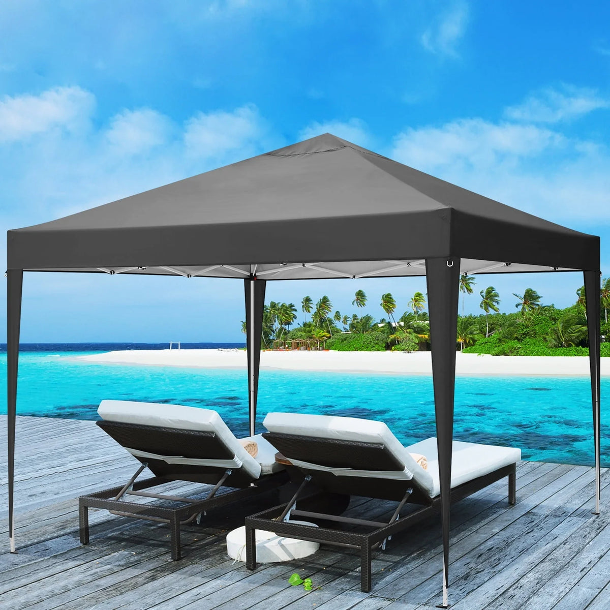 SANOPY 10'x10' Outdoor Canopy Tent Waterproof Pop Up Backyard Canopy Portable Party Commercial Instant Canopy Shelter Tent Gazebo with 4 Removable Sidewalls & Carrying Bag for Wedding Picnics Camping