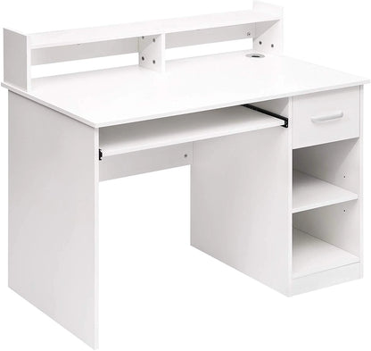 Ktaxon Computer Desk Home Office Workstation Laptop Table Drawer Shelf Furniture White