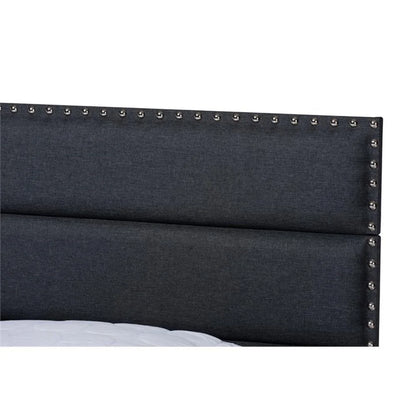 Bowery Hill Modern Fabric Upholstered Full Size Bed in Dark Gray