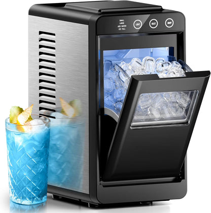 Moifoi Ice Maker Countertop, 26 lbs/24 H, 8 Pcs Ice  in 6 Mins, Portable Ice Maker Machine with Self-Cleaning, Interior Lighting,  2 Sizes Bullet Ice, Black