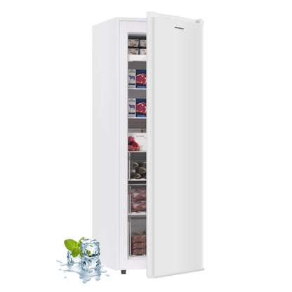 BANGSON Upright Freezer, 7.0 Cu.ft Freestanding Freezer, Convertible Upright Freezer/Refrigerator, Single Door for Kitchen, Office, Apartment, Silver