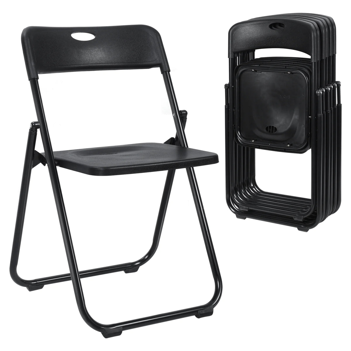 Anvazise Folding Chair 6Pcs/Set Folding Chairs, Staff Backpack Computer Chair, Basics Foldable Plastic Chair, Outdoor Portable Activity Chair, Black (Black)