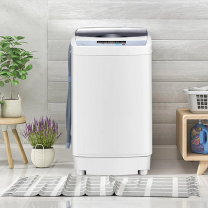 Giantex Full-Automatic Washing Machine, 1.34 Cu.ft Compact Washer w/10 Programs, 8 Water Levels & LED Panel, 9.92 Lbs Capacity Portable Cloth Washer and Spinner w/Drain Pump
