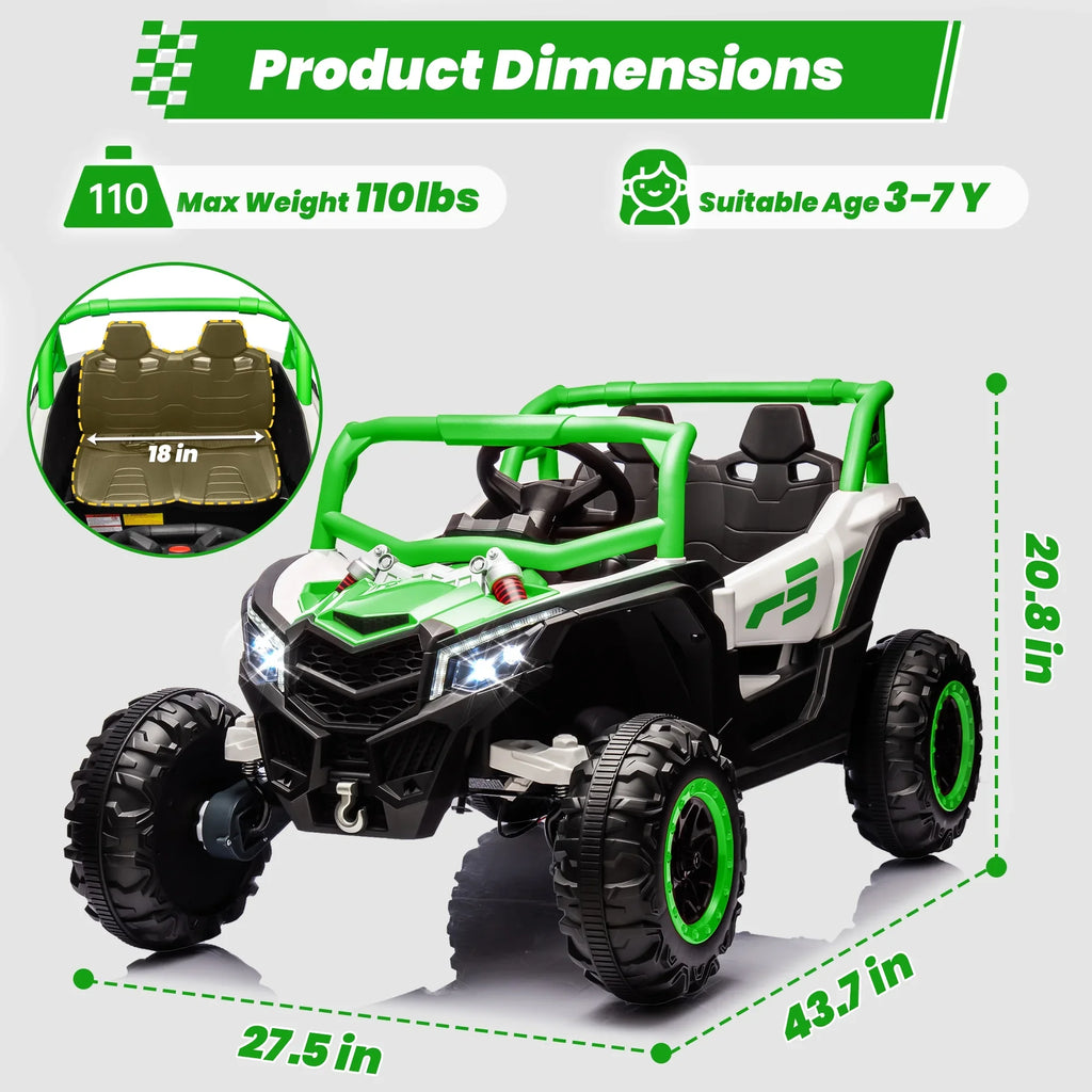 Joyracer 4WD 24 Volt Ride on Toys, 2 Seater Power Car wheels UTV with 800W Motors, Remote Control, Bluetooth Music, Spring Suspension, LED Light, Pink