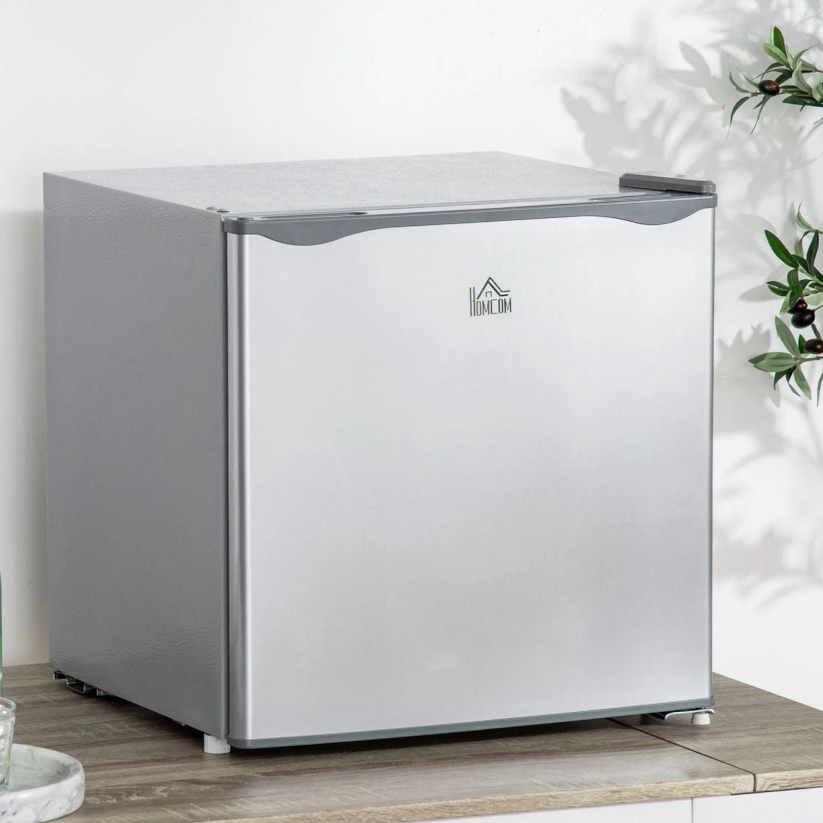 HOMCOM Mini Freezer Countertop, 1.1 Cu.Ft Compact Upright Freezer with Removable Shelves, Reversible Door for Home, Dorm, Apartment and Office, gray  05