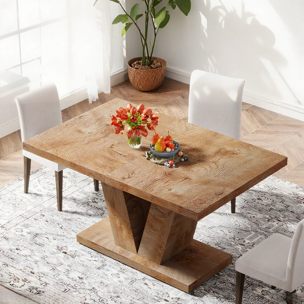 Finmind 47-inch Dining Table for 4 to 6, Farmhouse Wood Kitchen Table for Dining Room, White