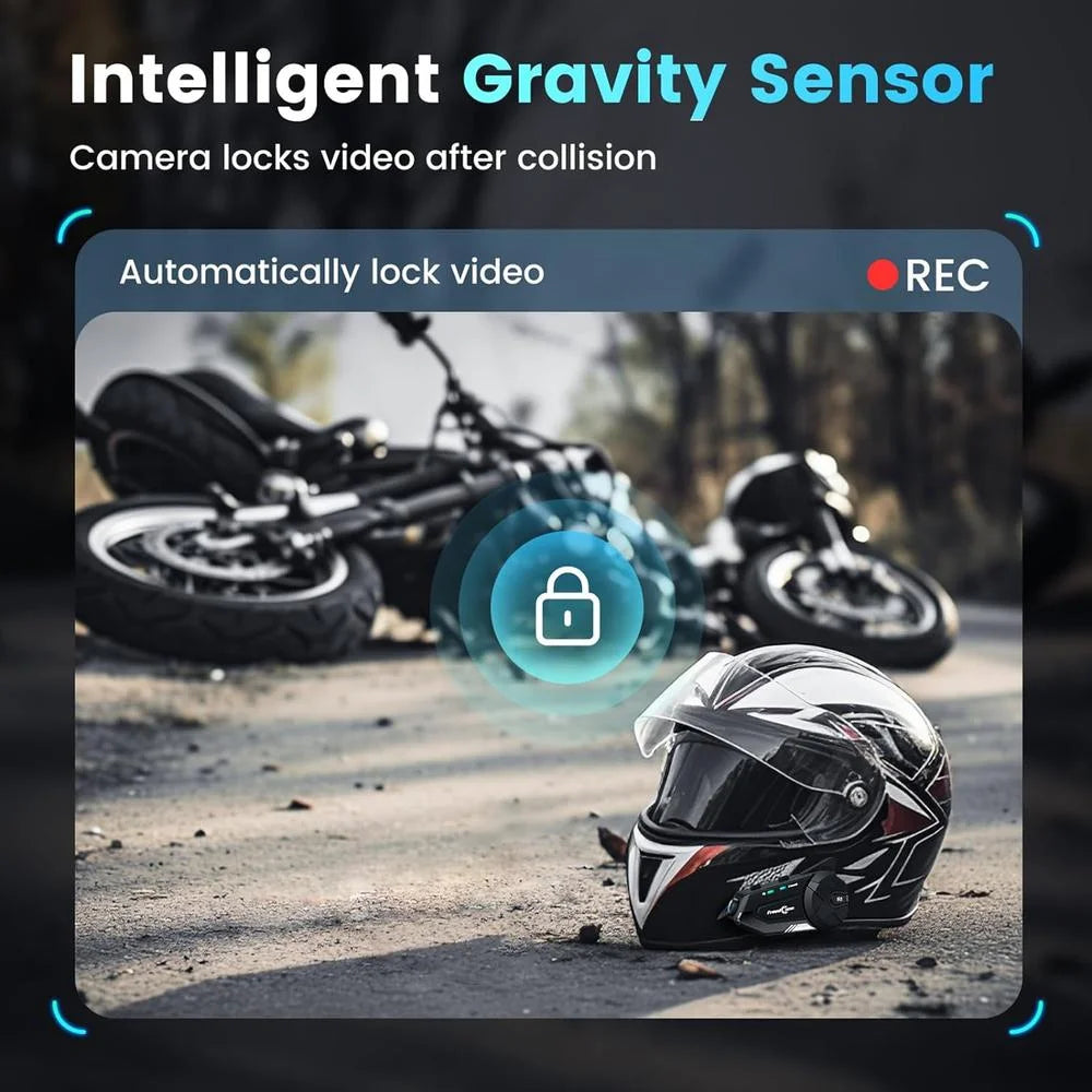 FreedConn R1 PRO Motorcycle Helmet Intercom Bluetooth Headset Camera Recording