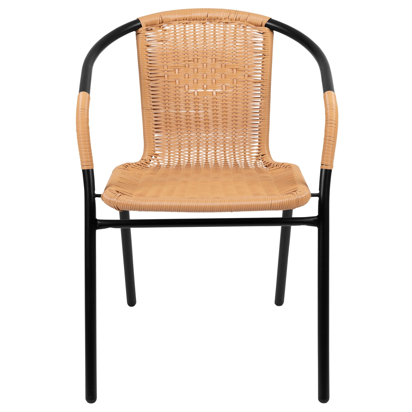 Emma + Oliver Indoor/Outdoor Stacking Rattan Restaurant Patio Chairs, Set of 2, Gray