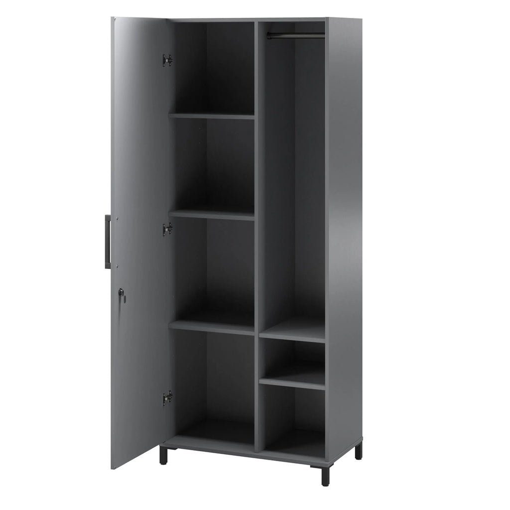 Shelby Tall Garage Storage Cabinet with 1 Door and Hang Rod, Graphite