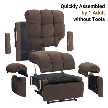 Power Recliner Chair,Electric Recline Sofa Chair for Adults with USB Port,Comfy Teddy Fleece Adjustable Cloud Sofa,Tool-Free Setup,Beige White