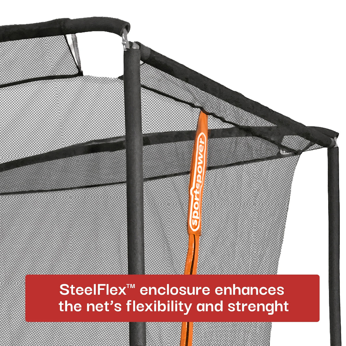 Sportspower Bounce Pro 6x8’ Rectangular Trampoline for Kids 6+ with Safety-Enclosure in Gray and Orange