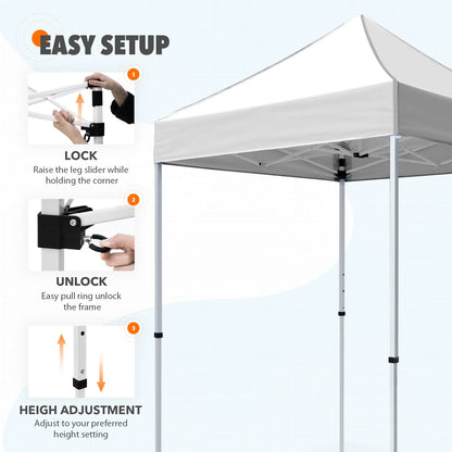 EAGLE PEAK 5x5 Pop Up Canopy Tent Instant Outdoor Canopy Easy Set-up Straight Leg Folding Shelter（Blue）