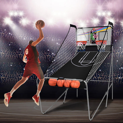 Costway Dual LED Electronic Shot Basketball Arcade Game with 8 Game Modes 4 Balls Foldable Grey
