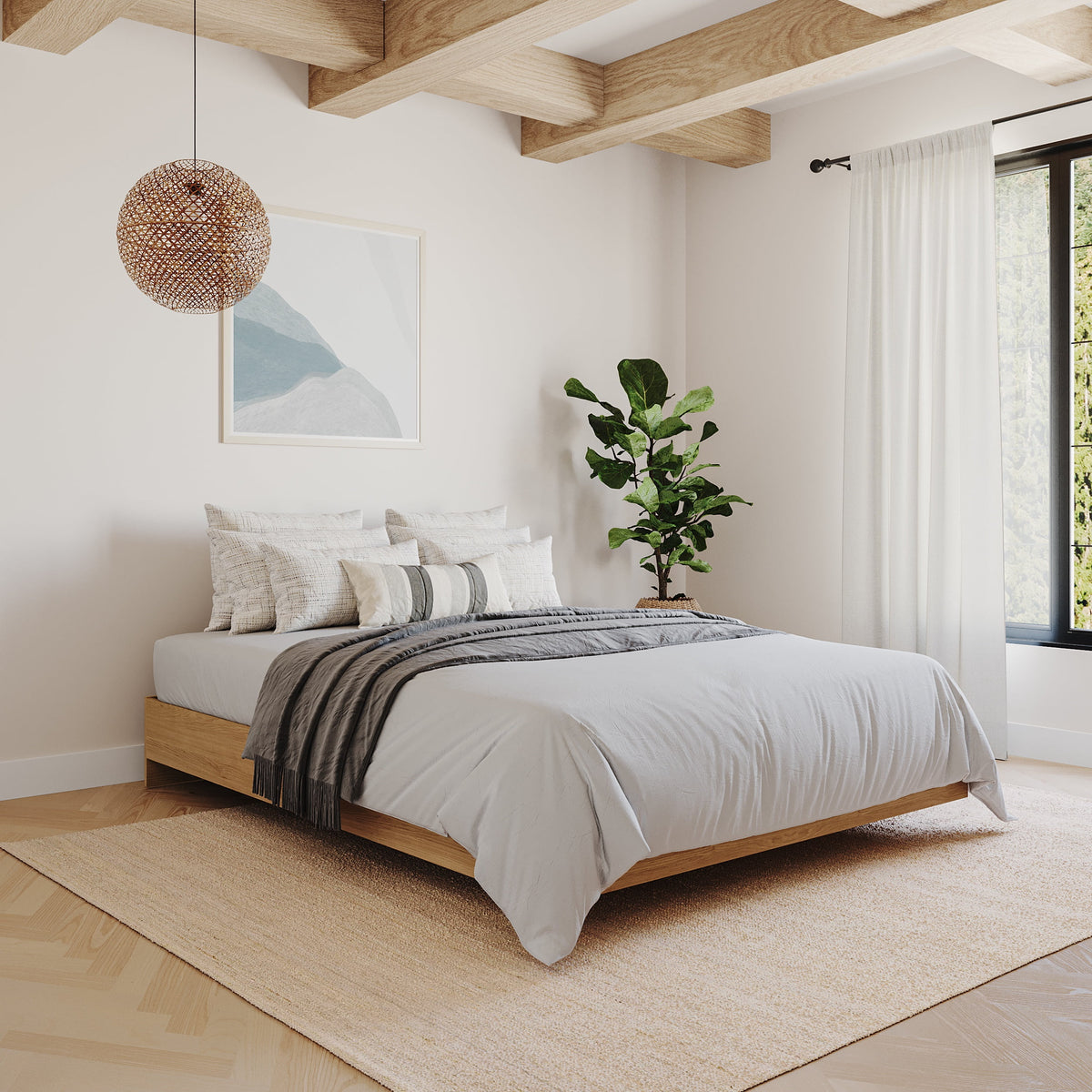 Nexera Full Size Platform Wood Bed Frame, Walnut