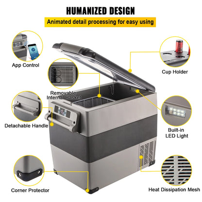 BENTISM 22L Portable Car Refrigerator, 23 Quart RV Fridge, 12/24V DC & 110-240V AC Vehicle Car Truck Boat Mini Electric Cooler for Driving Travel Fishing Outdoor and Home Use