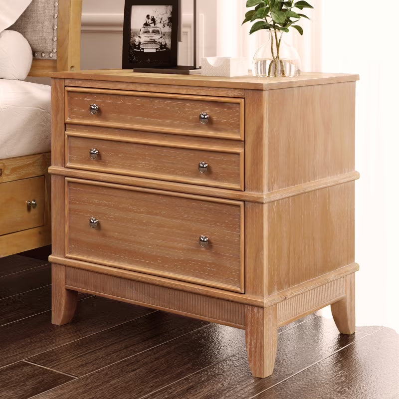 Solid Wood Nightstand with 3 Drawers,Modern End Table Storage Chest Bedside Table Sofa Table Storage Cabinet for Living Room,Bedroom