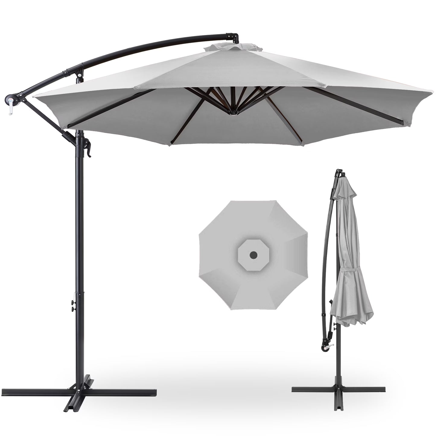 Best Choice Products 10ft Offset Hanging Outdoor Market Patio Umbrella w/ Easy Tilt Adjustment - Tan