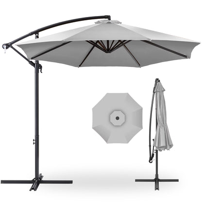 Best Choice Products 10ft Offset Hanging Outdoor Market Patio Umbrella w/ Easy Tilt Adjustment - Tan